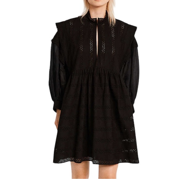 Claudie Pierlot Russe Puff-sleeve cotton mini dress like new condition - Picture 2 of 16